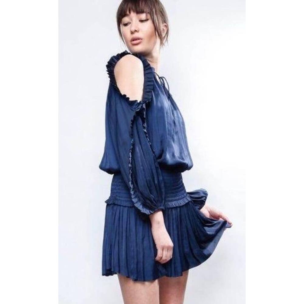 Ulla Johnson Isla Navy Cold Shoulder Dress Size 8